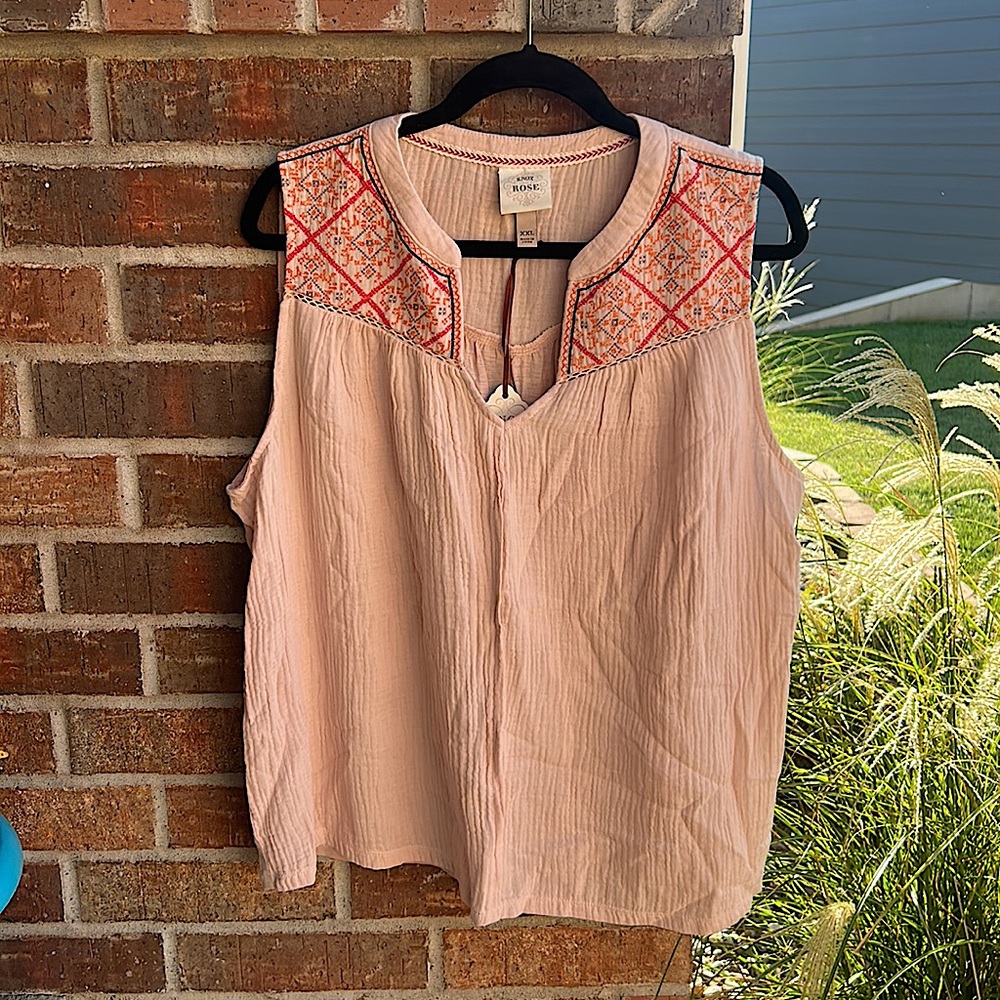 KNOX ROSE 🌹 Ladies XXL Soft Boho vibe Melon Sorbet Cotton Tank